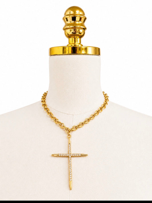 CHANSUTTPEARLS DIAMOND CROSS GOLD CHAIN NECKLACE - Gopher Lane Boutique & Gifts