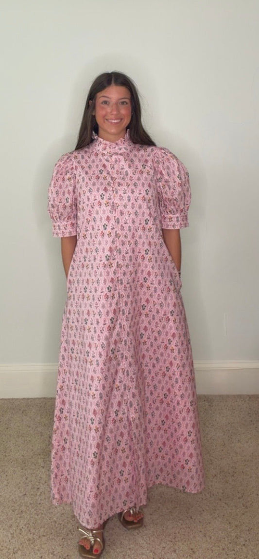 CHARLOTTE RUFFLE NECK BUTTON-FRONT MAXI - Gopher Lane Boutique & Gifts