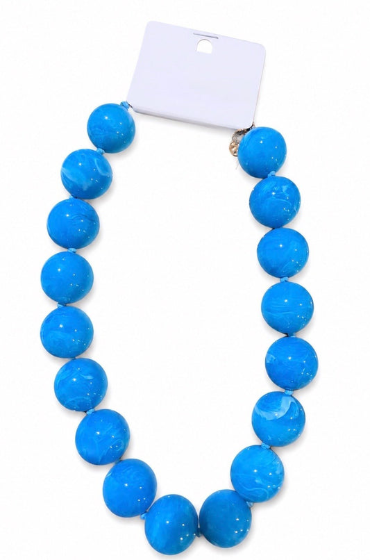 CHUNKY BALL BEAD NECKLACE - COBALT BLUE - Gopher Lane Boutique & Gifts
