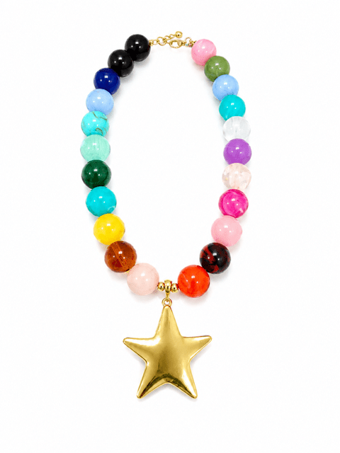 CHUNKY MULTI-COLOR BEAD STAR NECKLACE - Gopher Lane Boutique & Gifts