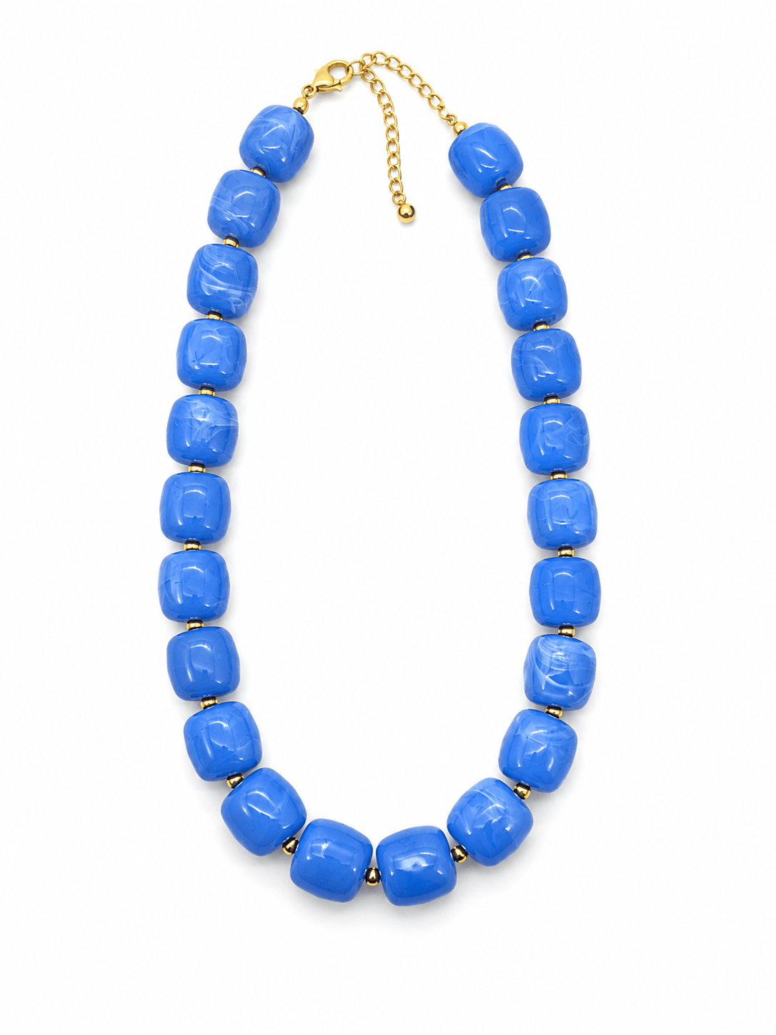 COBALT BLUE MARBLE CHUNKY BEADED NECKLACE - Gopher Lane Boutique & Gifts