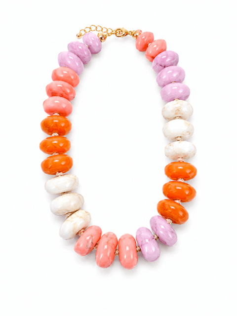 DELRAY CHUNKY BEADED NECKLACE- PINK/ ORANGE MIX - Gopher Lane Boutique & Gifts