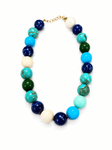 DORA CHUNKY BEADED NECKLACE- BLUE - Gopher Lane Boutique & Gifts