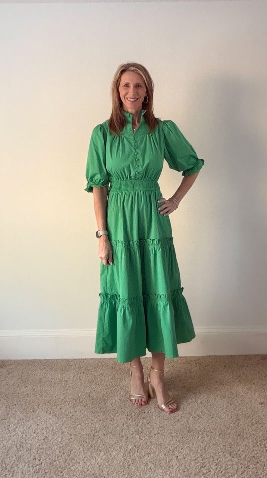 ELOWEN EMERALD MIDI DRESS - Gopher Lane Boutique & Gifts