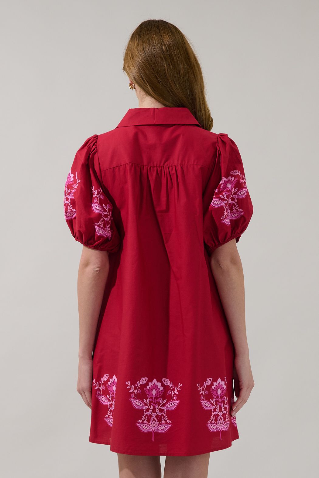 ELOWEN MAROON FLORAL EMBROIDERED DRESS-AVAILABLE IN XL - Gopher Lane Boutique & Gifts