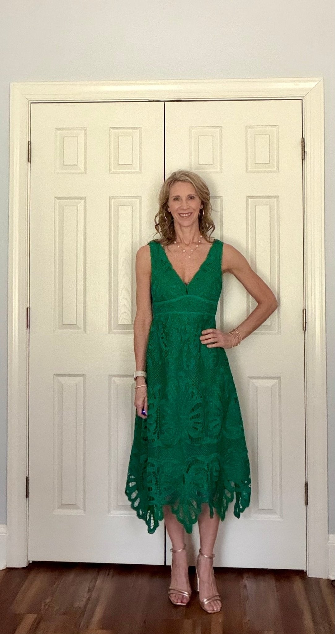 EMERALD ENCHANTMENT EYELET LACE MIDI DRESS - Gopher Lane Boutique & Gifts