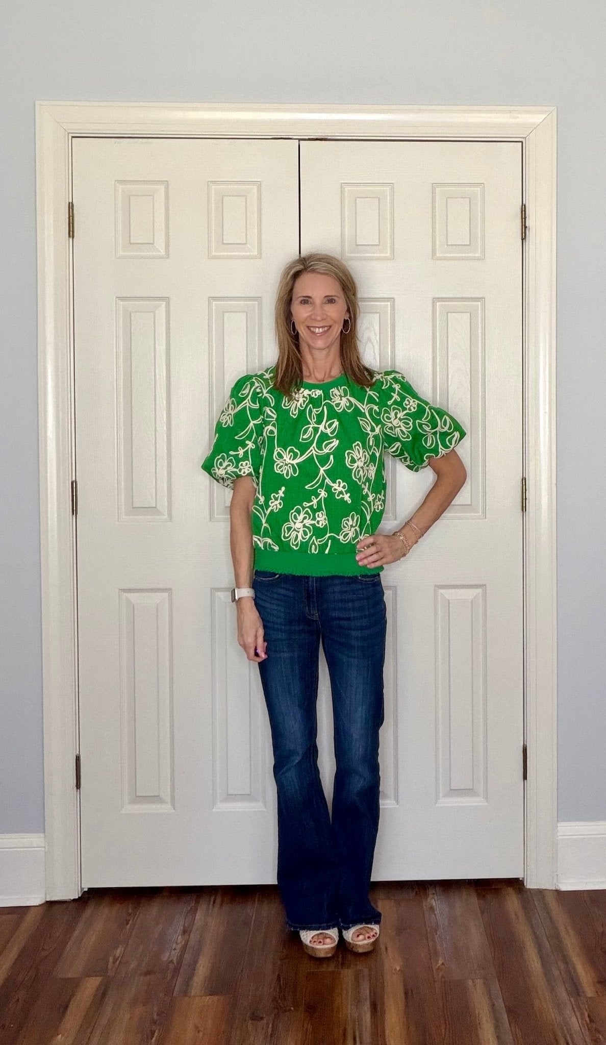 EMERALD GARDEN PUFF SLEEVE TOP - Gopher Lane Boutique & Gifts