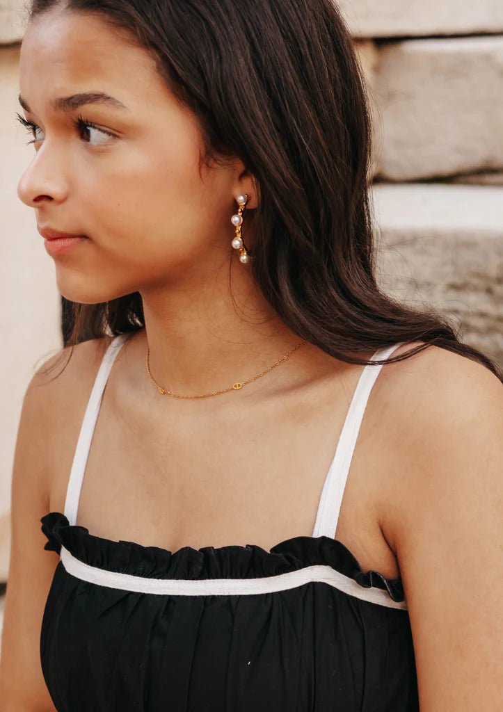 ESTER GOLD PEARL HOOP EARRINGS - Gopher Lane Boutique & Gifts