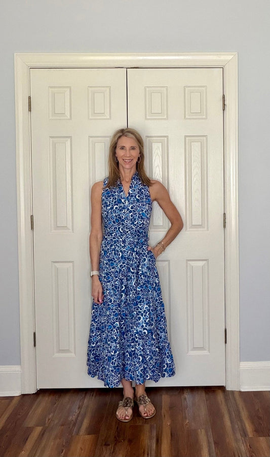 FLORAL BREEZE SLEEVELESS MOSAIC MIDI DRESS - Gopher Lane Boutique & Gifts