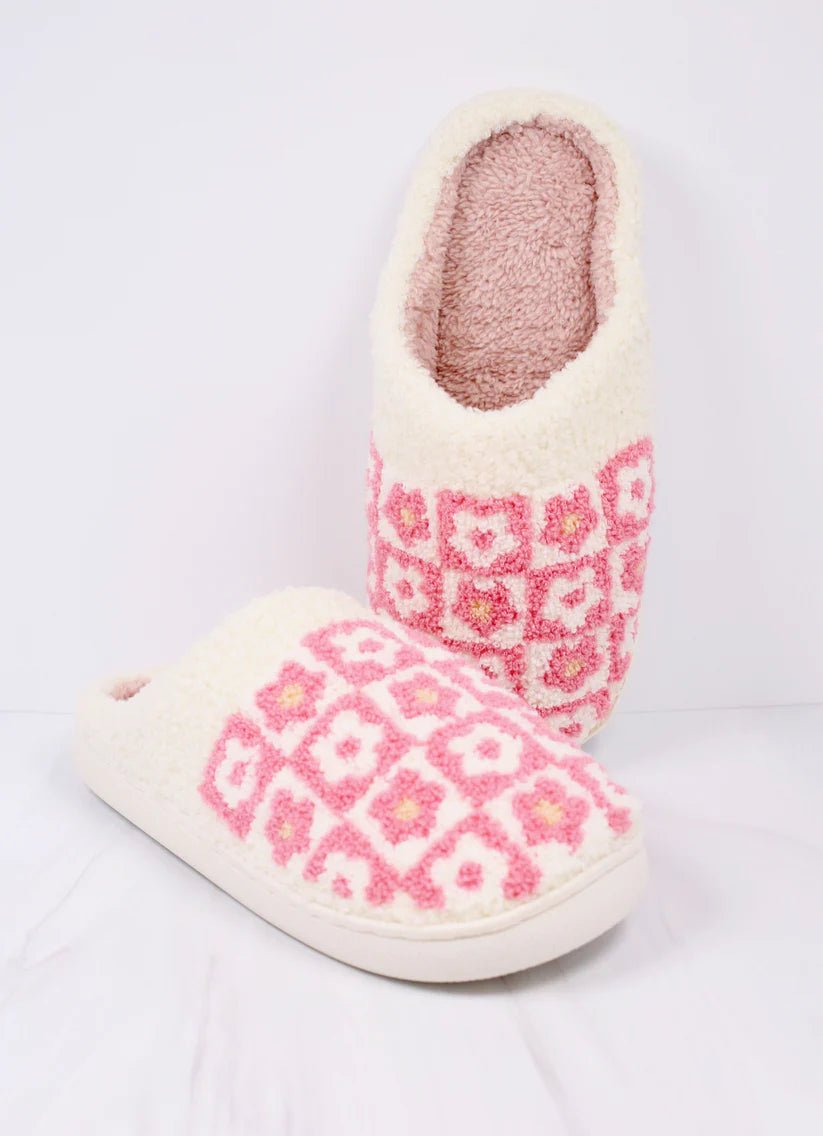 FLOWER POWER SLIPPERS - PINK - Gopher Lane Boutique & Gifts