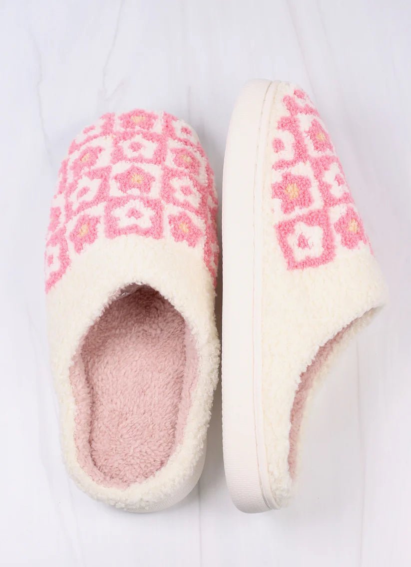 FLOWER POWER SLIPPERS - PINK - Gopher Lane Boutique & Gifts