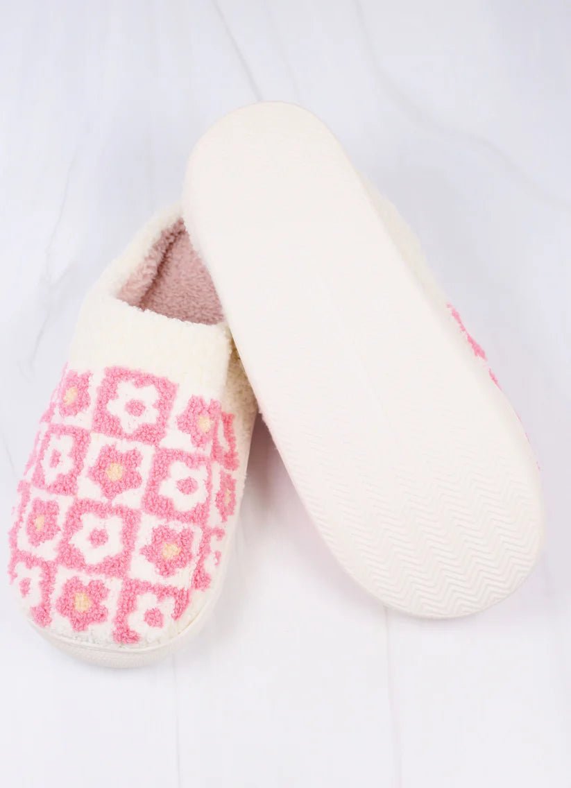 FLOWER POWER SLIPPERS - PINK - Gopher Lane Boutique & Gifts