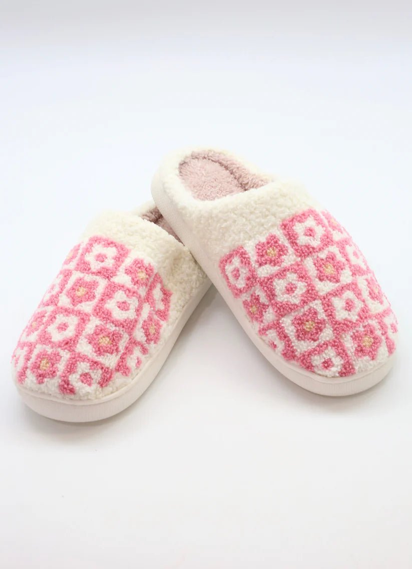 FLOWER POWER SLIPPERS - PINK - Gopher Lane Boutique & Gifts