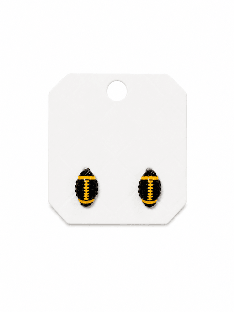 GAMEDAY PAVE FOOTBALL STUDS- BLACK/YELLOW - Gopher Lane Boutique & Gifts