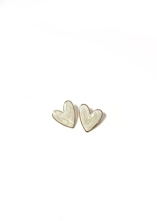 GIANNA HEART EARRINGS - WHITE - Gopher Lane Boutique & Gifts