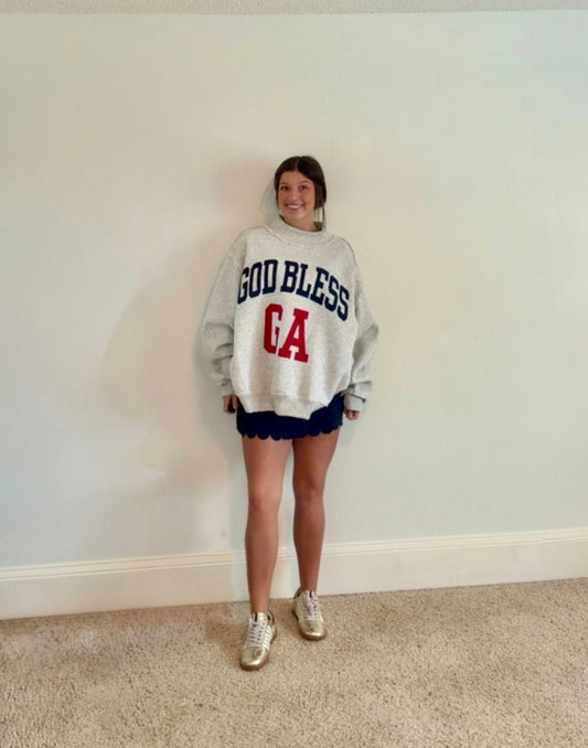 GOD BLESS GA/GEORGIA REVERSIBLE MOCK NECK SWEATSHIRT - Gopher Lane Boutique & Gifts