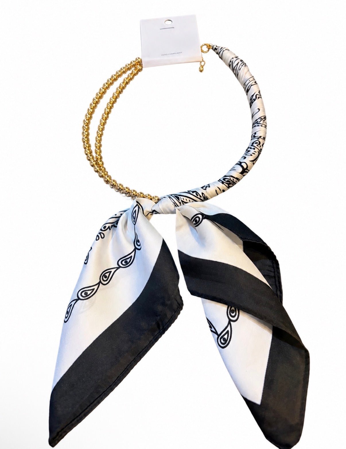 GOLDEN STELLA SILK SCARF WRAPPED COLLAR NECKLACE - Gopher Lane Boutique & Gifts
