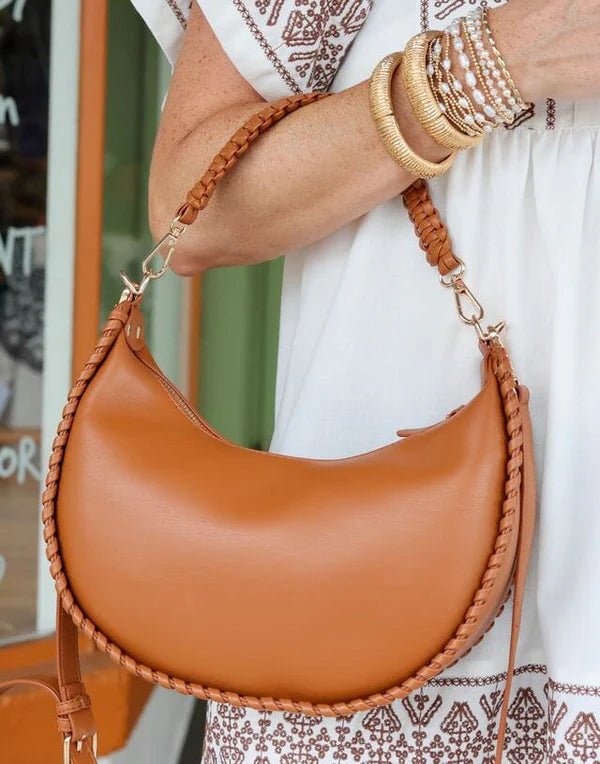 GWYNN WHIPSTITCH HANDBAG - CAMEL - Gopher Lane Boutique & Gifts