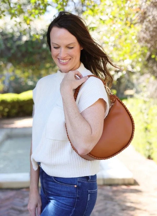 GWYNN WHIPSTITCH HANDBAG - CAMEL - Gopher Lane Boutique & Gifts