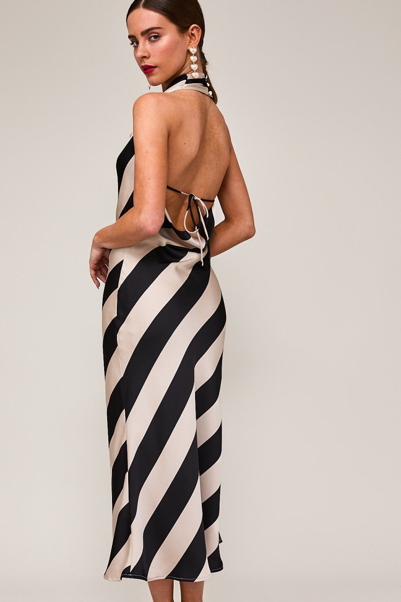 HALTER COWL NECK MIDI DRESS - Gopher Lane Boutique & Gifts