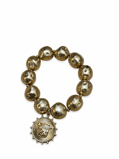 HAMMERED BEAD BRACELET WITH BULLDOG CHARM - Gopher Lane Boutique & Gifts