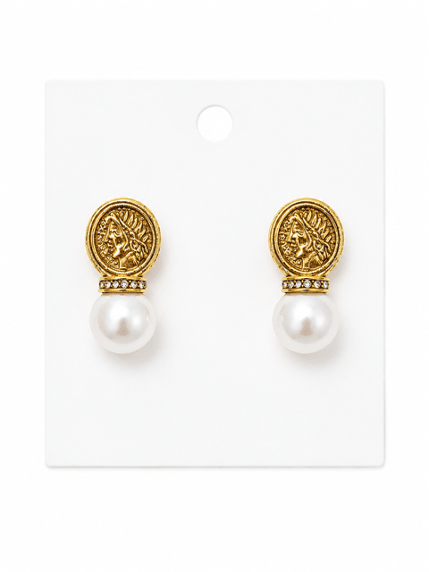 HART DESIGN VINTAGE COIN & PEARL STUD EARRINGS - Gopher Lane Boutique & Gifts