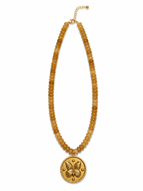 HART DESIGNS GOLD BEADED NECKLACE WITHGOLD BUTTERFLY CHARM - Gopher Lane Boutique & Gifts