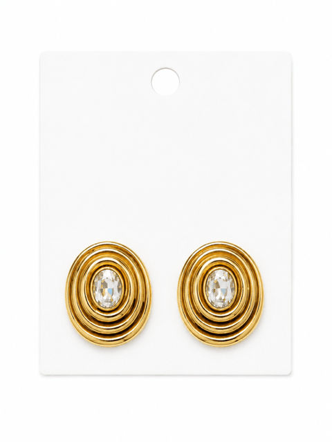 HART DESIGNS GOLD OVAL CRYSTAL STUD EARINGS - Gopher Lane Boutique & Gifts