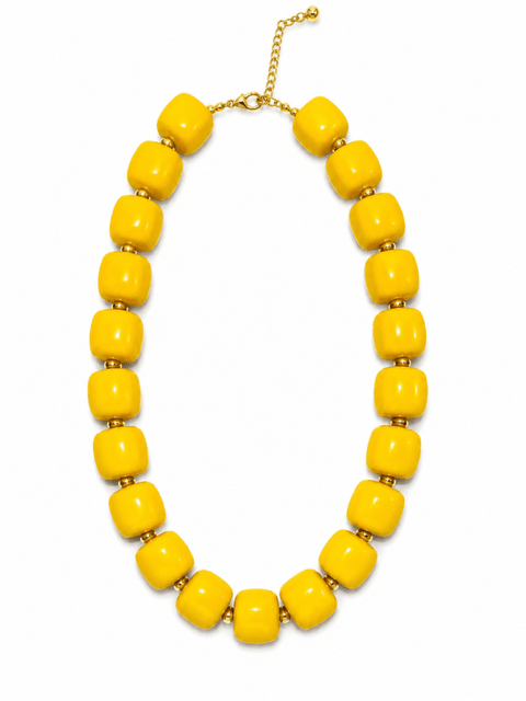 HART DESIGNS MUSTARD YELLOW SQUARED BEADED NECKLACE - Gopher Lane Boutique & Gifts