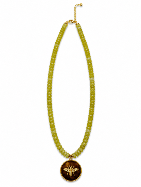 HART DESIGNS OLIVE GREEN BEADED NECKLACE WITH BEE CHARM - Gopher Lane Boutique & Gifts