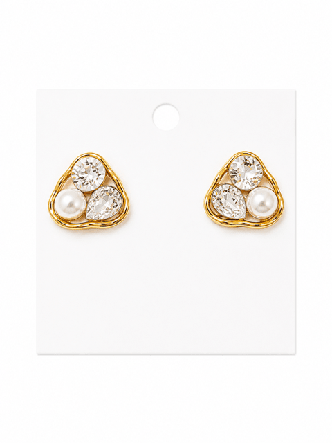 HART DESIGNS PEARL AND RHINESTONE TRIANGLE EARRINGS - Gopher Lane Boutique & Gifts