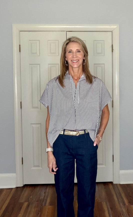HAYDEN PINSTRIPE TOP BY KARLIE - Gopher Lane Boutique & Gifts