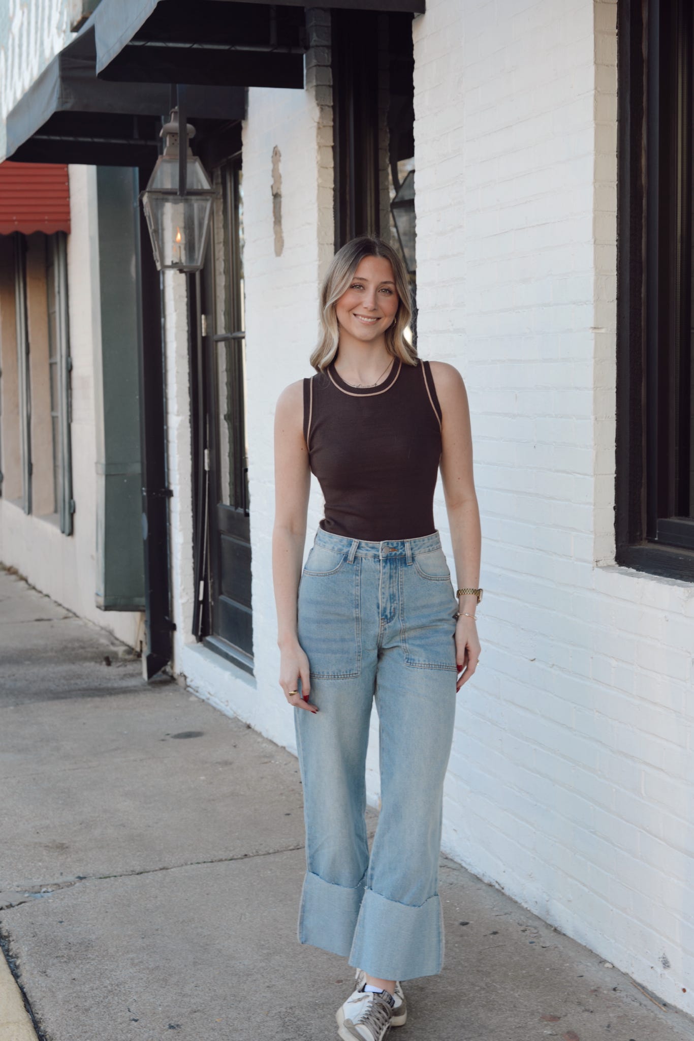 HIGH WAISTED WIDE LEGGED CUFFED JEANS - Gopher Lane Boutique & Gifts