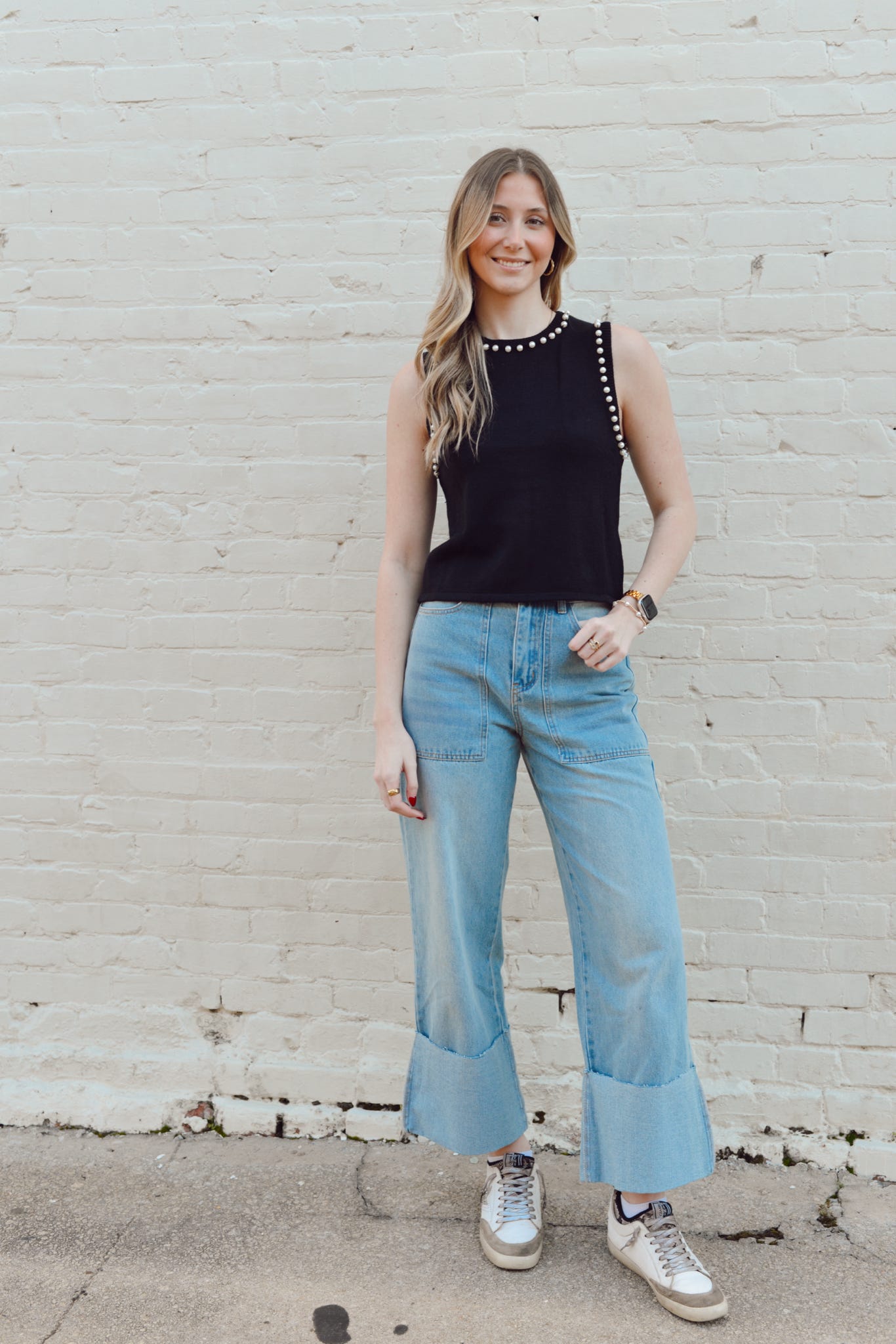 HIGH WAISTED WIDE LEGGED CUFFED JEANS - Gopher Lane Boutique & Gifts