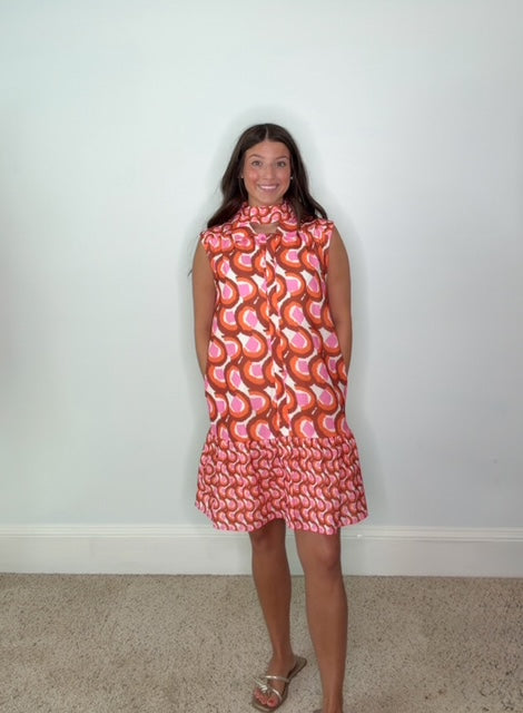 THE MARGOT RETRO GEOMETRIC MINI DRESS
