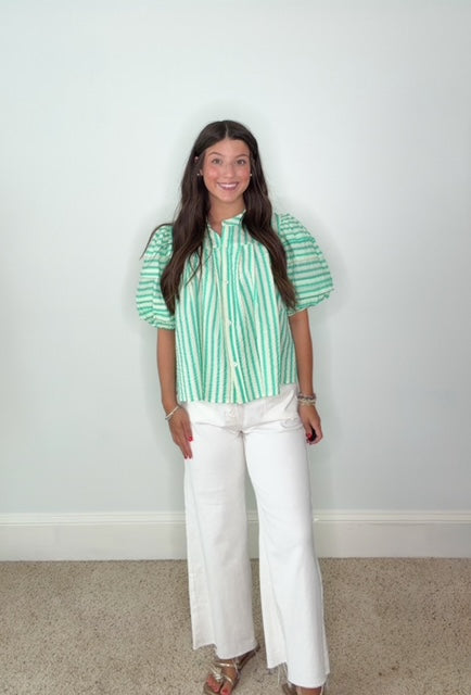 THE MEADOW STRIPED BUBBLE TOP BY KARLIE
