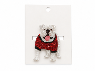 GLITTER BULLDOG BROOCH