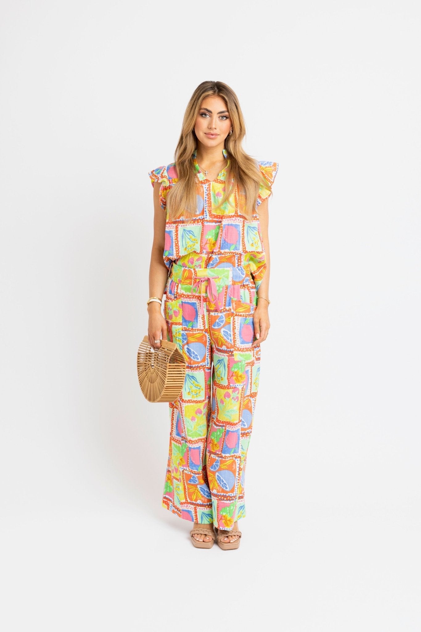 ISLA CITRUS FLUTTER SLEEVE TOP BY KARLIE - Gopher Lane Boutique & Gifts