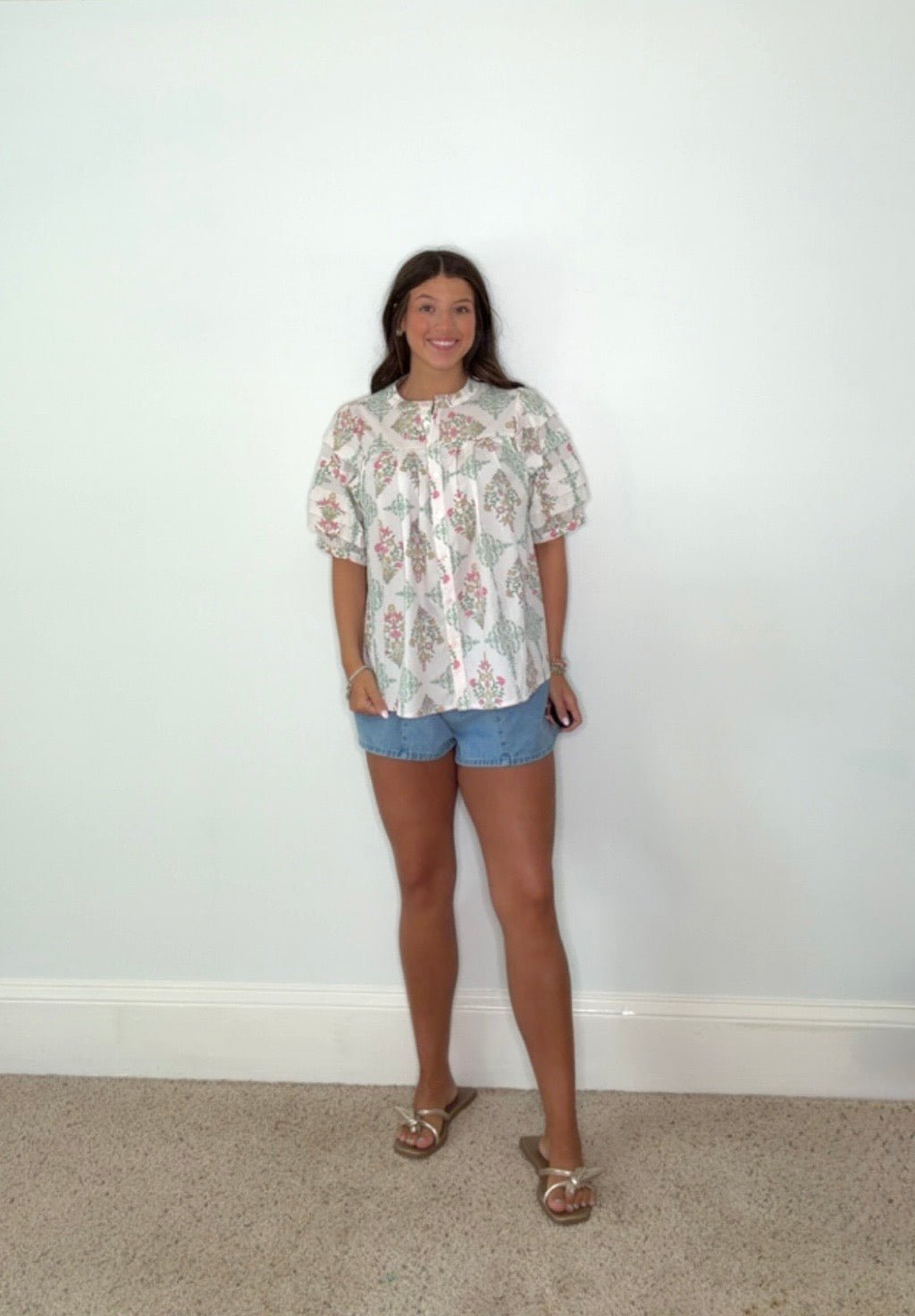 IVY MEADOW FLORAL PUFF SLEEVE TOP BY KARLIE - Gopher Lane Boutique & Gifts