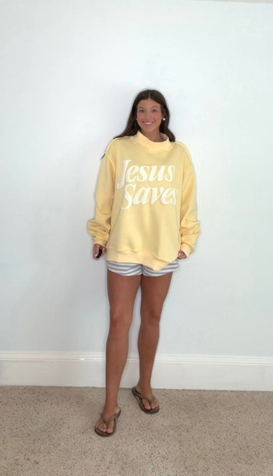 "JESUS SAVES" MOCK NECK SWEATSHIRT - Gopher Lane Boutique & Gifts