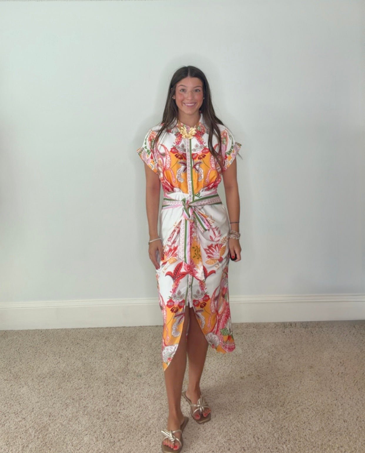 KAIA TIE WAIST MIDI SHIRT DRESS - Gopher Lane Boutique & Gifts