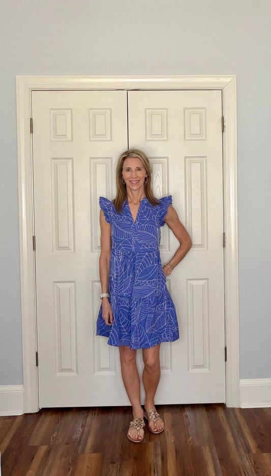 KALEN BOTANICAL FLUTTER SLEEVE DRESS - Gopher Lane Boutique & Gifts