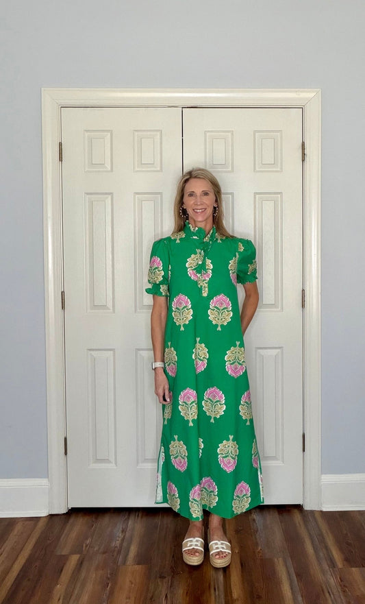 KINSLEY GREEN FLORAL MAXI DRESS - Gopher Lane Boutique & Gifts