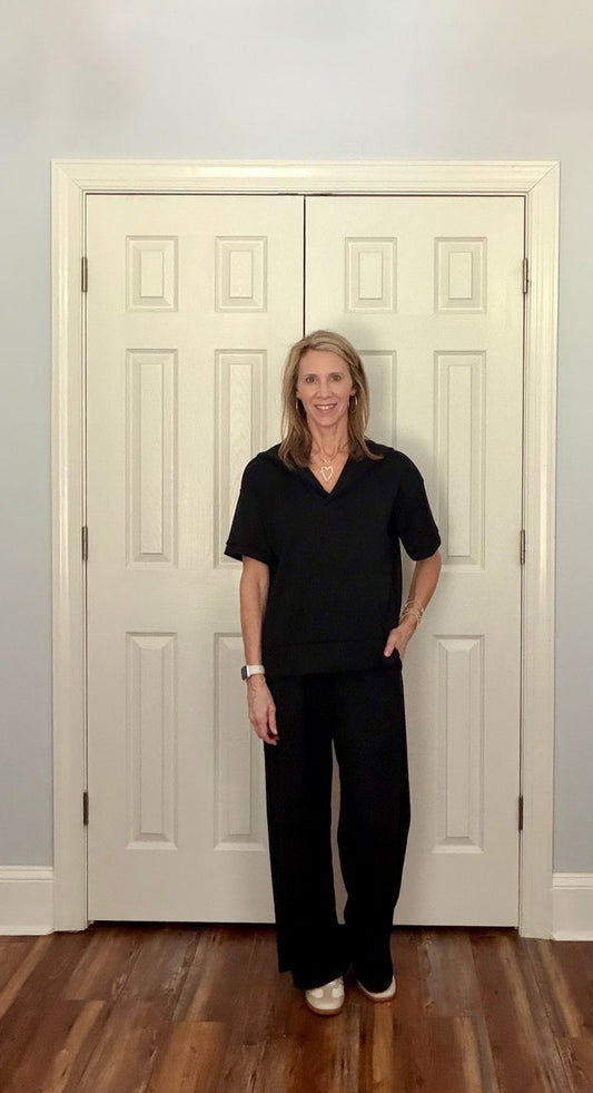 LAYLA SCUBA PANTS SET - BLACK - Gopher Lane Boutique & Gifts