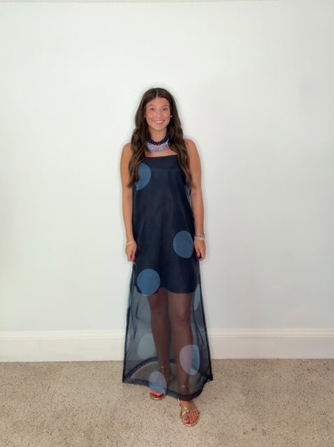 LEILA LARGE DOT SHEER MAXI DRESS - Gopher Lane Boutique & Gifts