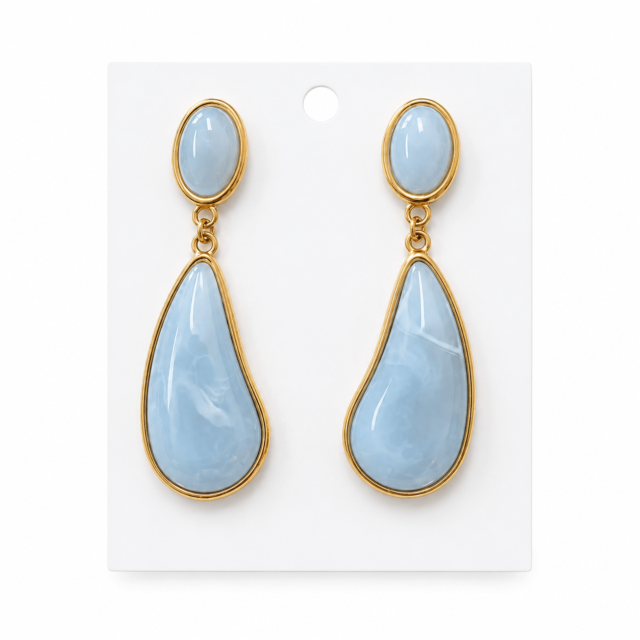 LIGHT BLUE MARBLE DANGLING EARRINGS - Gopher Lane Boutique & Gifts