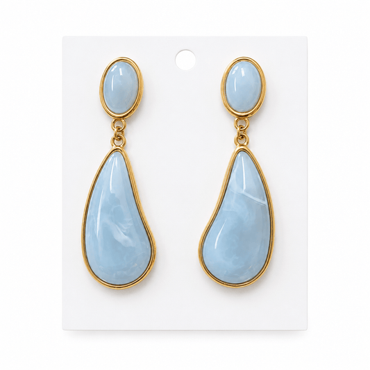 LIGHT BLUE MARBLE DANGLING EARRINGS - Gopher Lane Boutique & Gifts