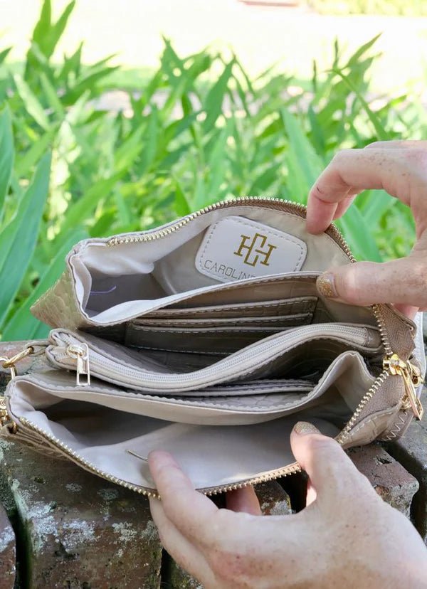 LIZ CUSTOM CROSSBODY BAG - TAUPE PATENT - Gopher Lane Boutique & Gifts
