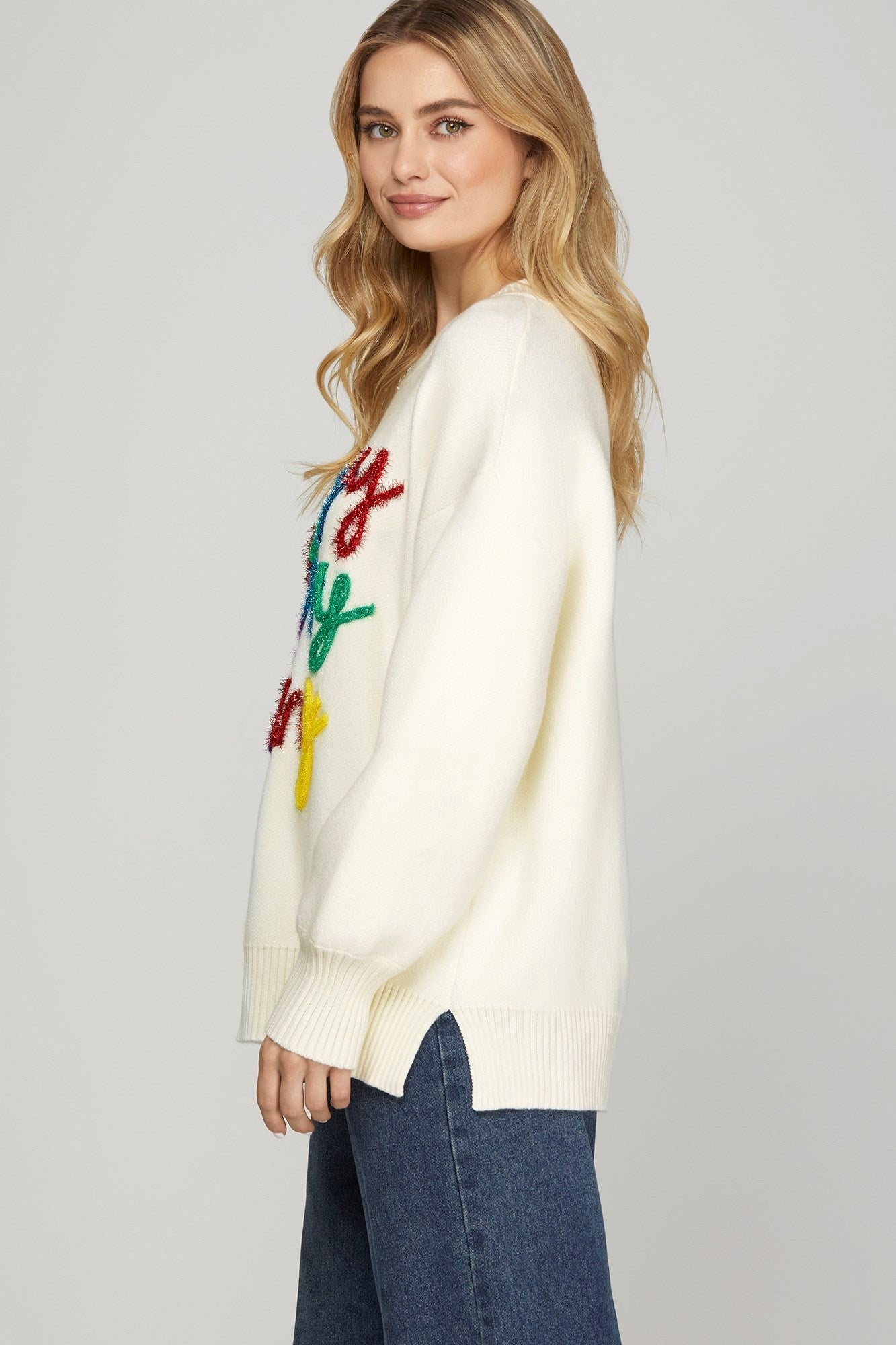LONG SLEEVE MERRY EVERYTHING SWEATER TOP - Gopher Lane Boutique & Gifts