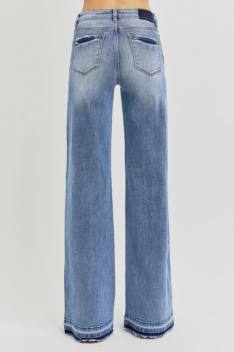 LOW RISE WIDE LEG RELEASED HEM JEANS - Gopher Lane Boutique & Gifts